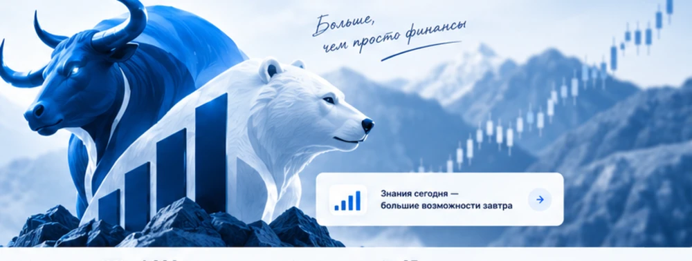 Бык и медведь на фоне финансового графика
